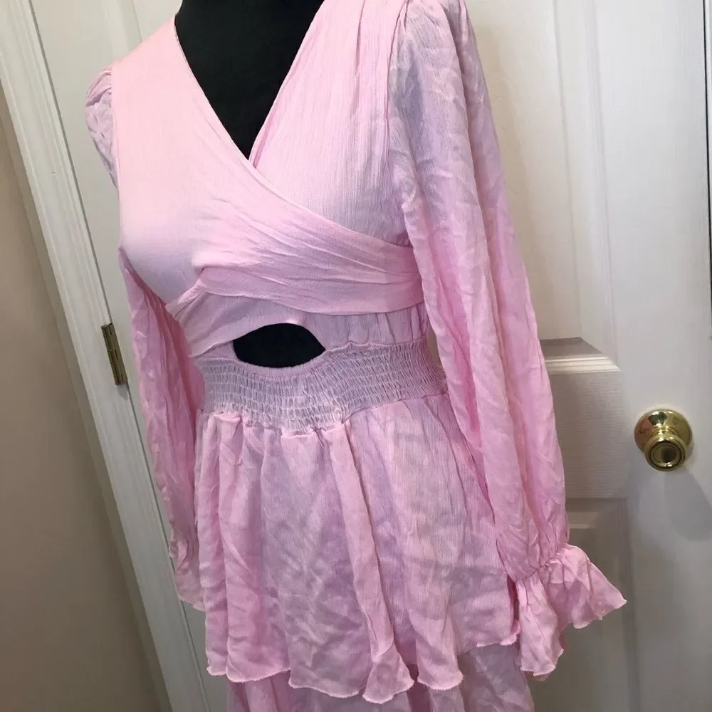 Pink ruffle wrap top dress, size xl - Picture 3 of 14